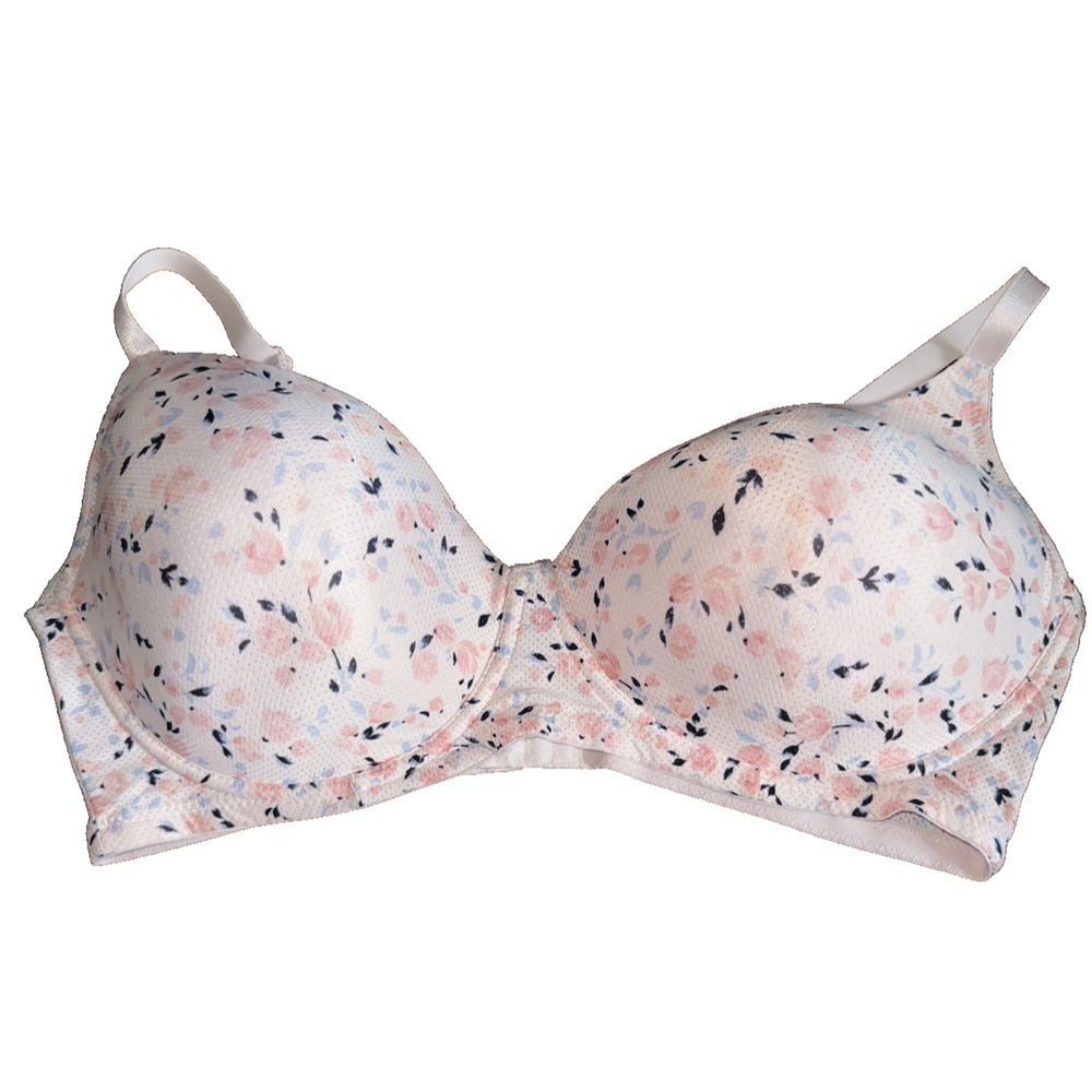 Laura Ashley Underwire Padded Floral Full Coverage Bra Size 42D Pink Romantic‎